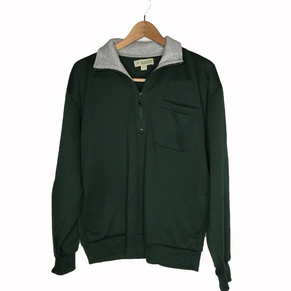 Haband  Long Sleeve Activewear Jacket Front Pocket Green Full zip Medium